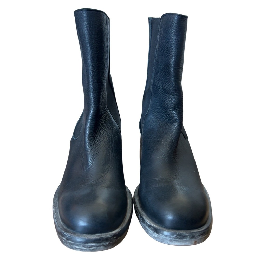 Free People Essential Chelsea Black Leather Boot Block Heel Women's | SZ: 37